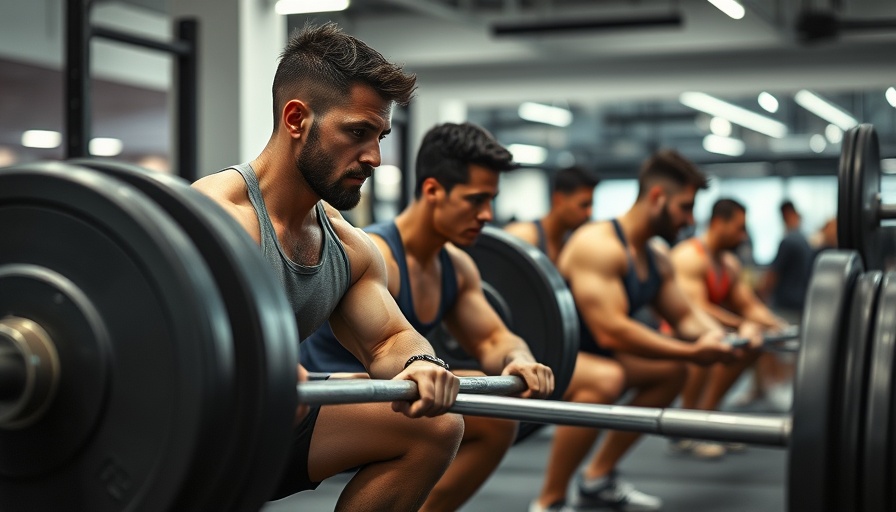 Athletes in gym performing barbell squat pre-lift checklist.
