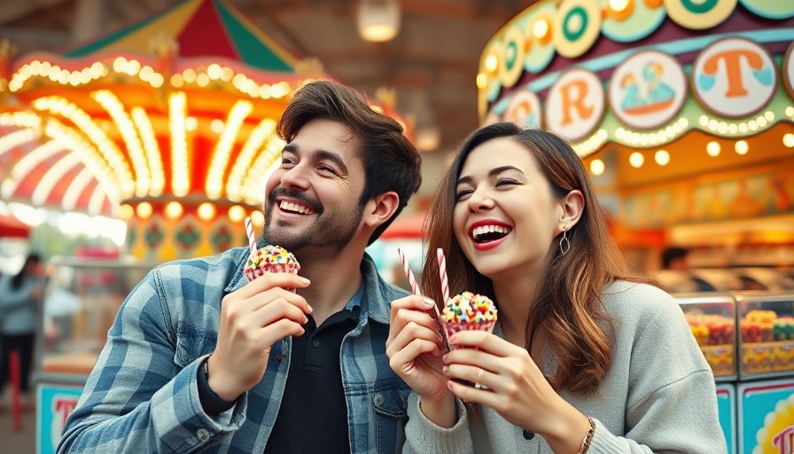 Wayne County Fair events: couple enjoying fairground treats.