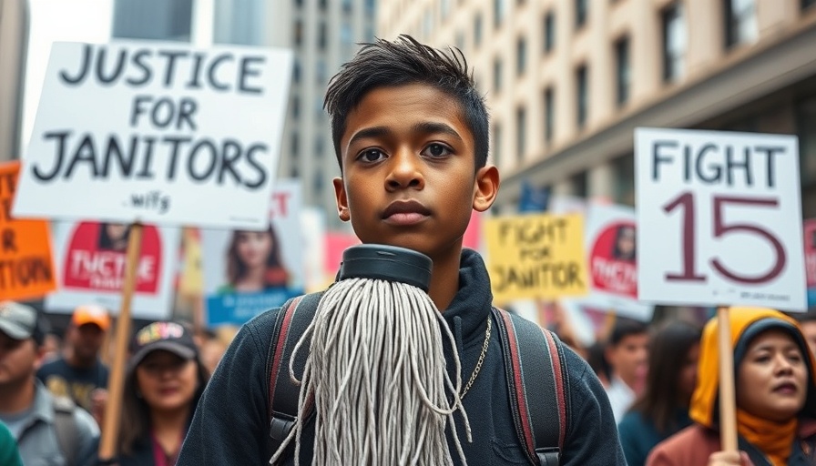 Protester advocating wage increase during Los Angeles rally.
