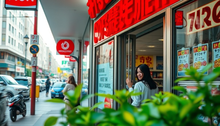 Woman leaving a Wawa store, symbolizing modern convenience stores offering breakfast and fast food.