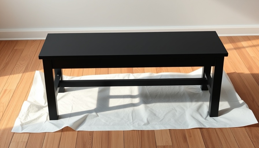 Amazon Bench Makeover preparation stage with black bench on paper cover