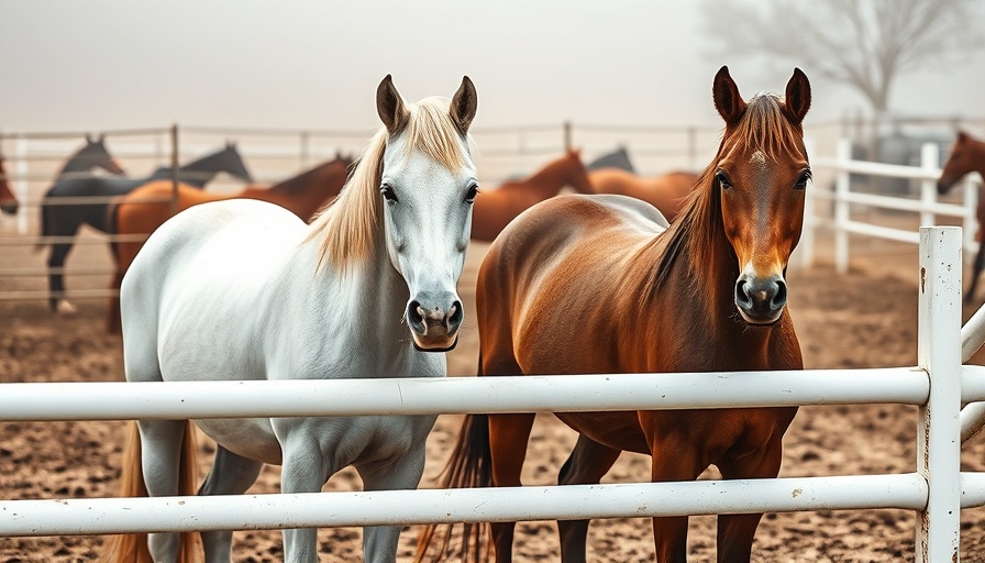 Horses standing in a pen, San Diego County impoundment.