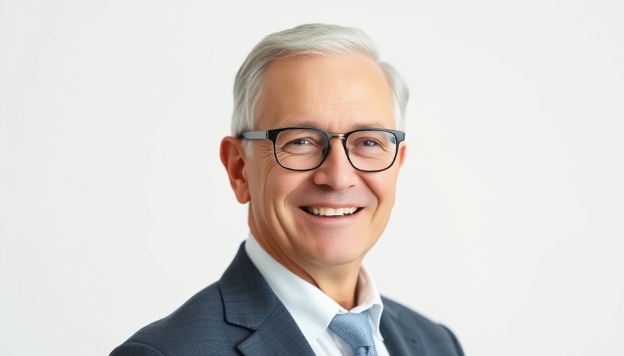 Smiling older man in a suit with glasses on white background, studio portrait.