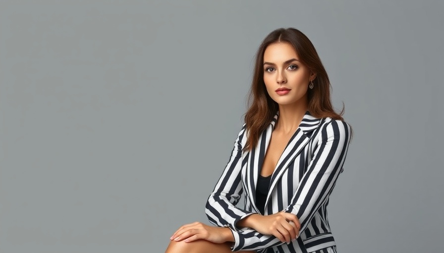 Elegant woman at Connie Chung UA Lecture in striped blazer.