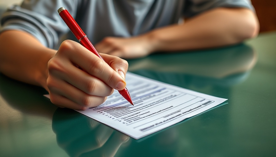 Close-up of a hand signing an absentee ballot for an election in Jefferson County.