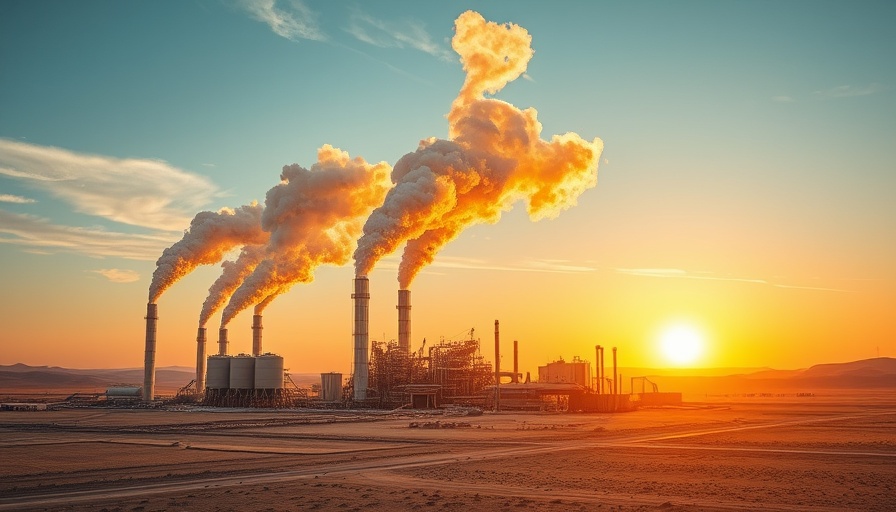 Lithium mining in Salton Sea during sunset with steam emissions.