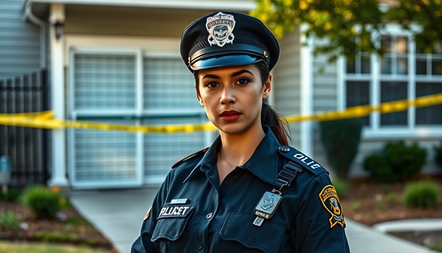 Police officer at crime scene with security tape