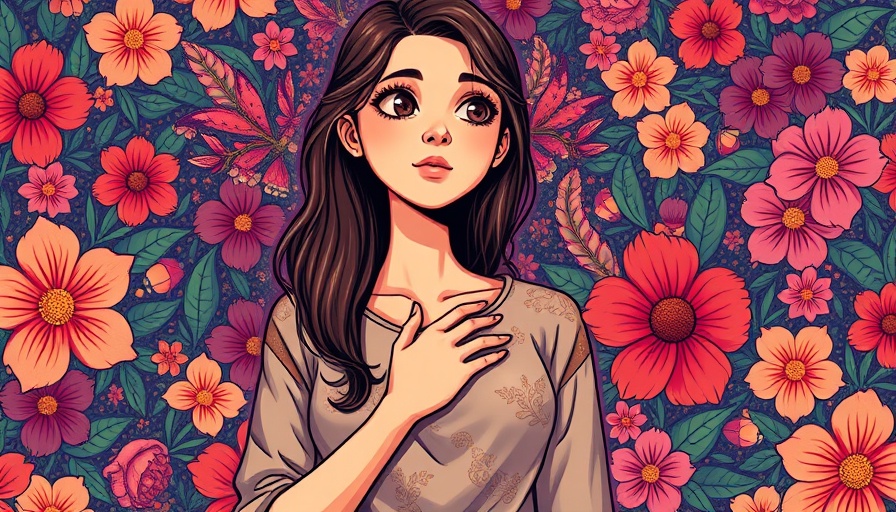 Illustration of woman with floral background depicting emotional disconnect.