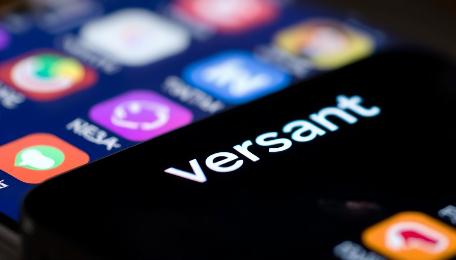 Close-up of Versant logo on smartphone highlighting digital presence.