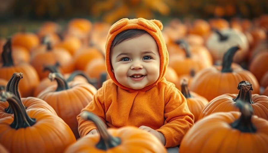 Adorable baby in pumpkin patch for San Diego Pumpkin Patches 2025