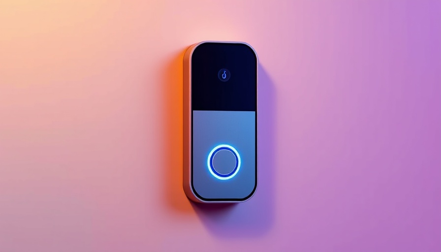 Modern smart doorbell showcasing sleek design against a gradient backdrop.