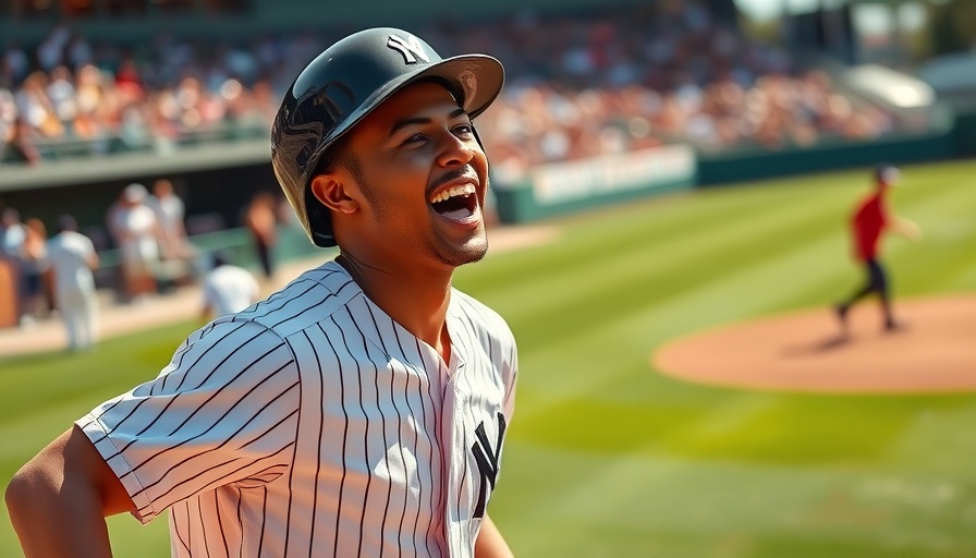 Joyful baseball player celebrating a home run on the field.