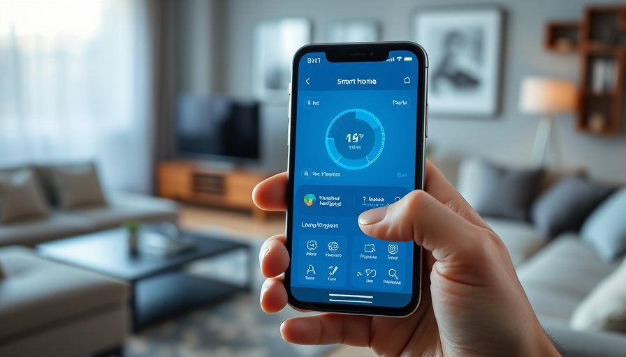 Using an iPhone as a smart home remote in a living room.