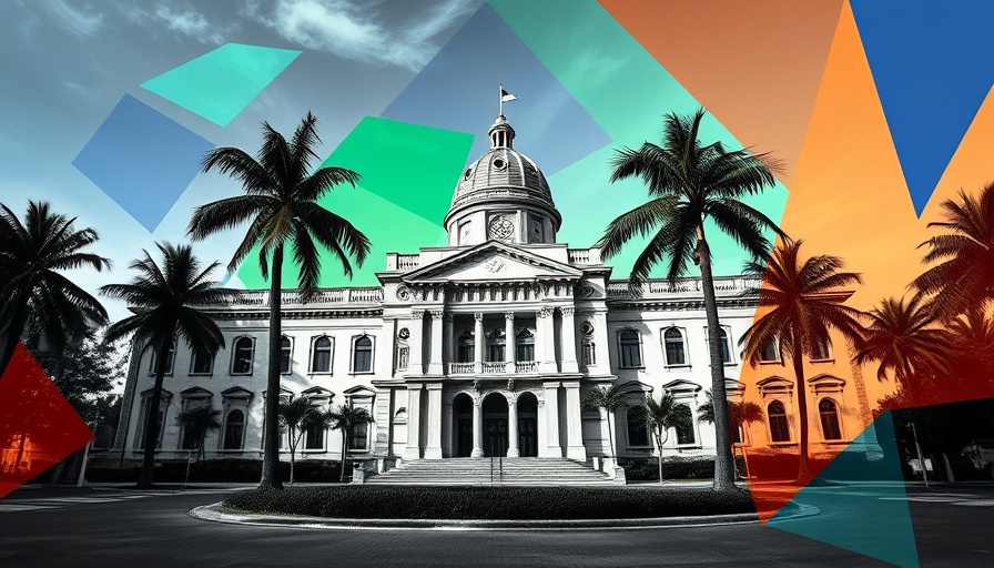 Artistic overlay of San Diego County building with vibrant colors