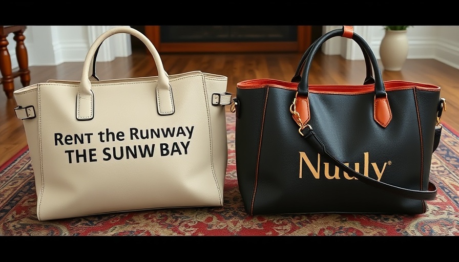 Rent the Runway vs Nuuly bags comparison on a patterned rug.