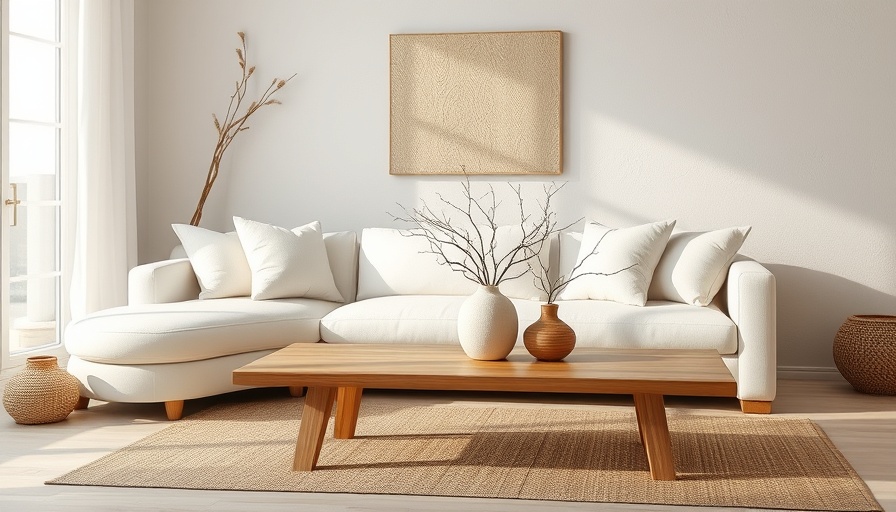 Coastal interior design showcasing a cozy minimalist living room.
