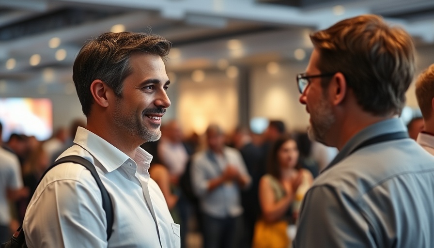 California Democrats shift toward the center, man converses indoors.