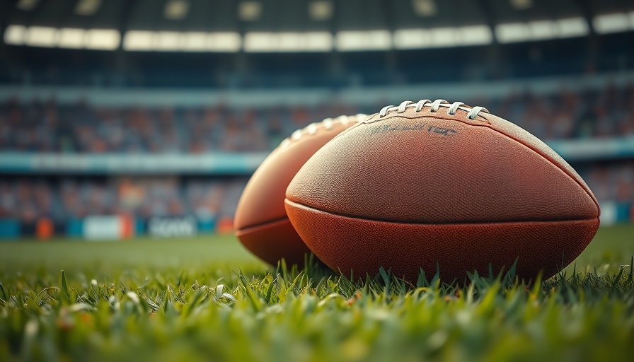 Two footballs on a field during sunset symbolizing high school football schedule week 6.