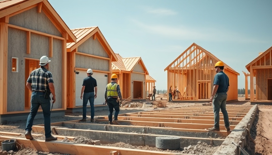 Construction workers at residential site illustrating new home sales growth.