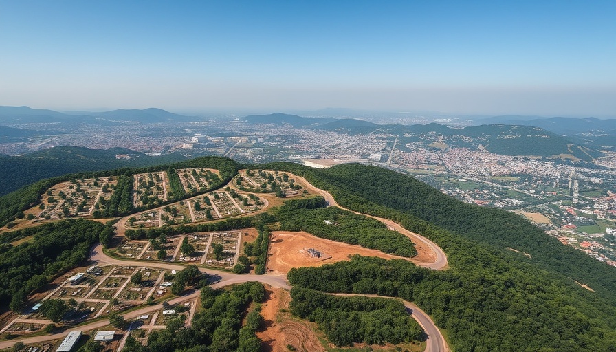 Aerial view of Woodland Hills cemetery under construction.