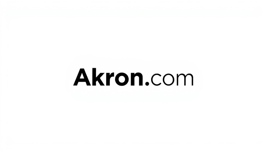 Minimalistic Akron.com text logo on white background.
