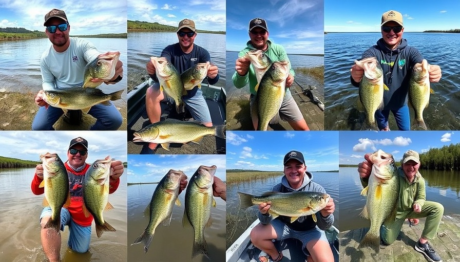 Collage of anglers in Fall Brawl fishing competition showing bass.