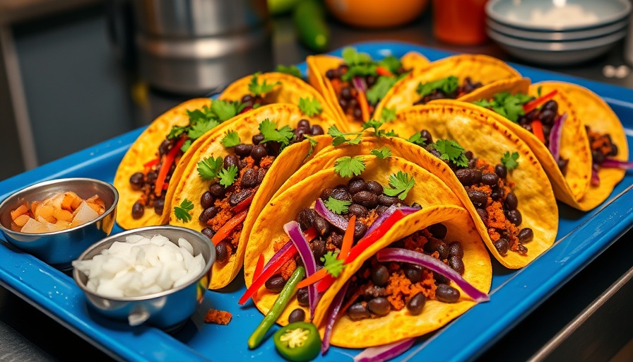 Colorful crispy black bean tacos garnished with cilantro.