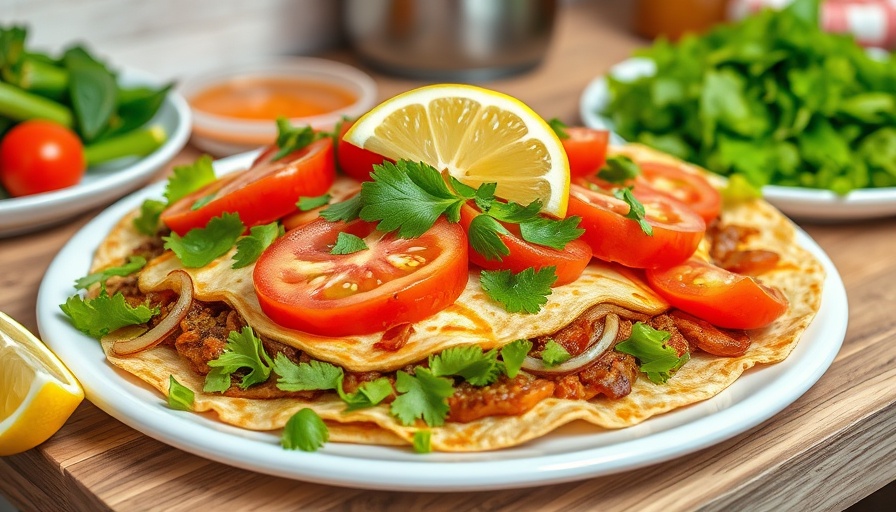 Turkish Lahmacun Recipe with fresh toppings and lemon in a kitchen.