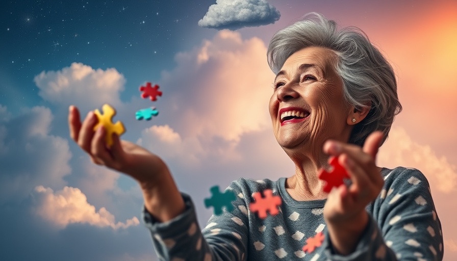 Joyful woman juggling colorful pieces in dreamy sky, freedom in not having life figured out.
