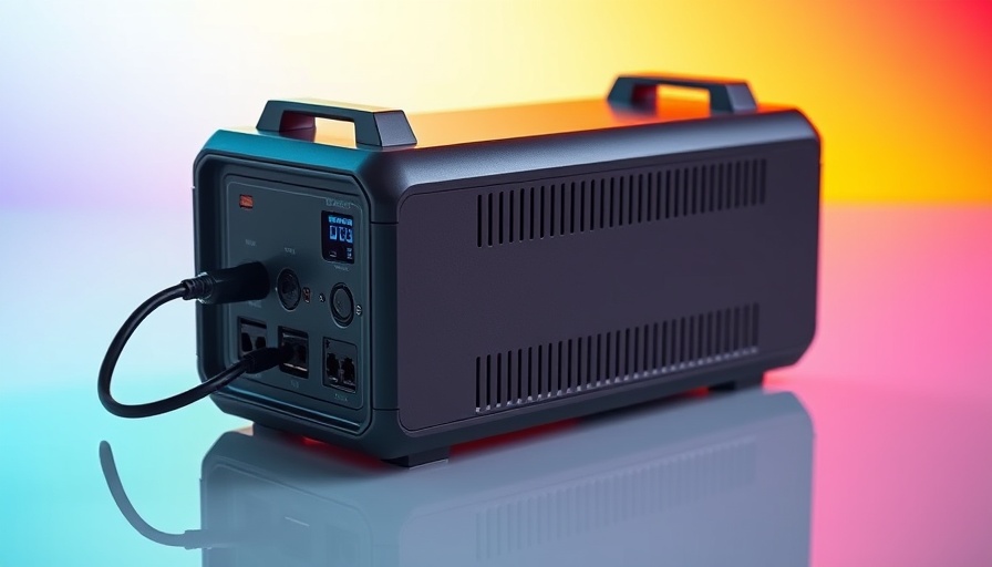 Portable power station reflecting on a vibrant background for smart home technology deals.