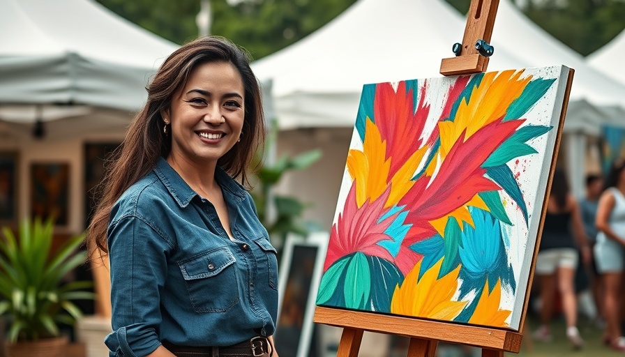 Chula Vista ArtFest 2025 artist displaying painting outdoors.