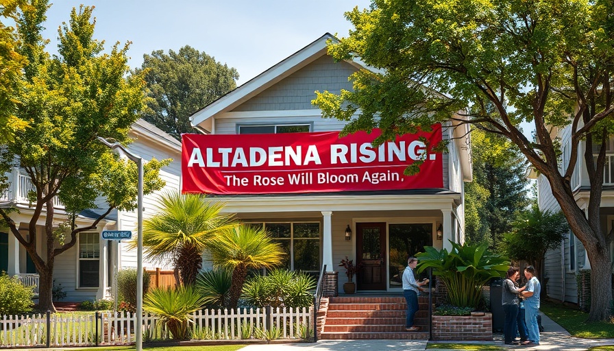 Eaton fire recovery: House with 'Altadena Rising' banner.