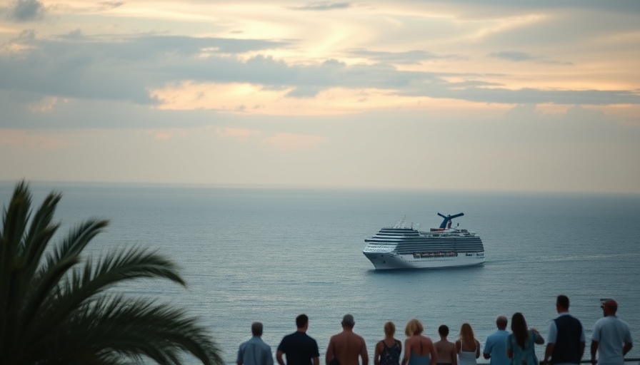 Cruise ship sailing during hurricane season in twilight.
