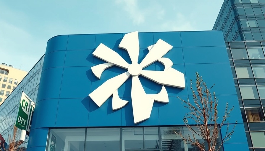 Dutch Bros Coffee logo on blue facade in Los Angeles.