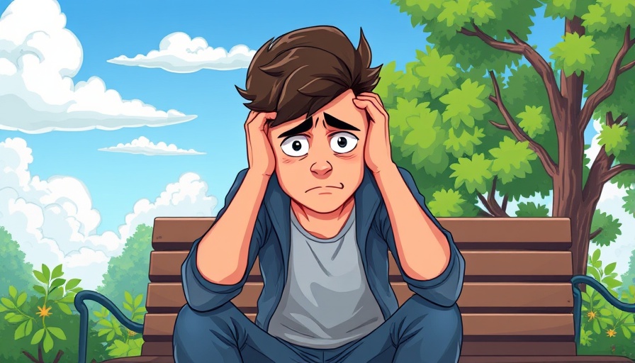 Cartoon of man on bench for tools for burnout relief.