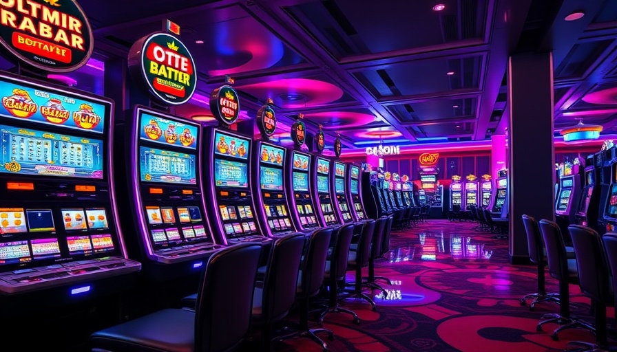 Row of slot machines in California casino, emphasizing gaming monopoly.