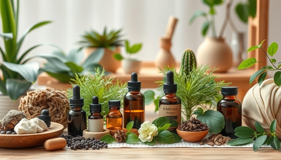 Tranquil spa scene with natural healing herbs, holistic healing without side effects.