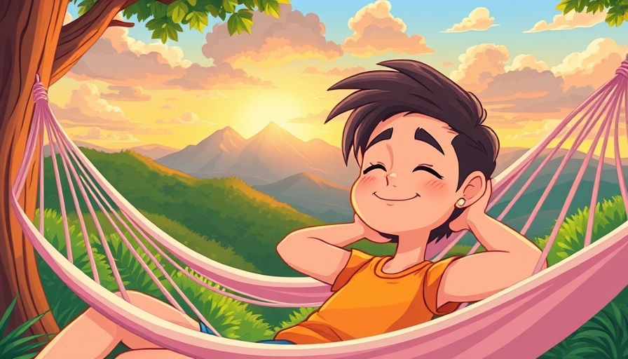 Serene young person relaxing in a hammock at sunset.
