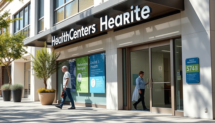 Modern health center facade, representing sober housing for homeless individuals in California