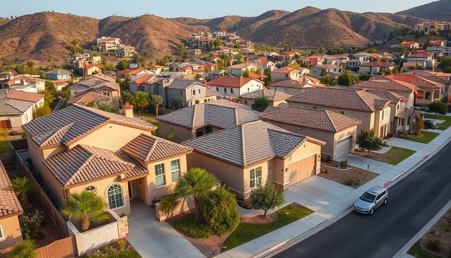 Aerial view of California homes symbolizing HOA area.