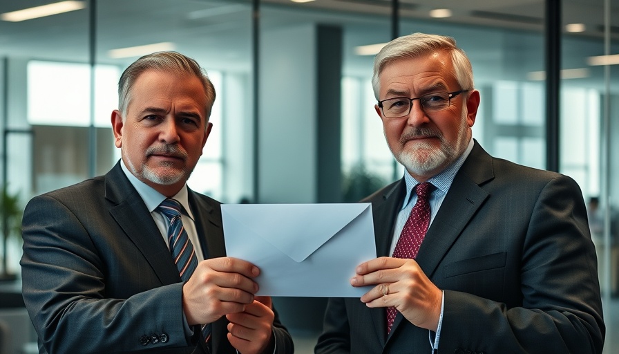 Men inside an office holding an envelope related to child sex abuse materials case.