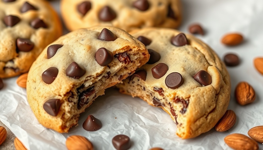 Almond flour chocolate chip cookies on parchment paper.