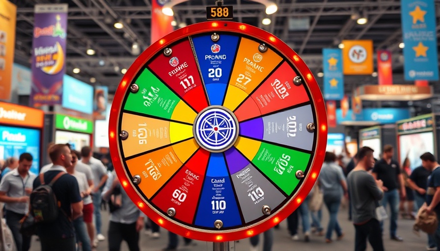 Vibrant reward wheel in a marketing trade show booth.