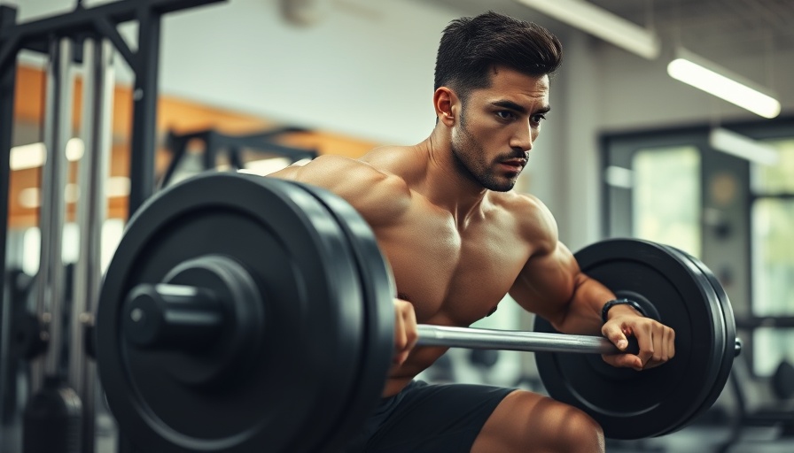 Best pre-workout supplement with man lifting weights in gym.