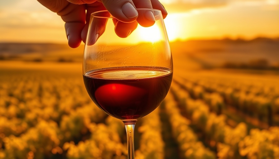 El Cielo Valle de Guadalupe wine glass held at sunset