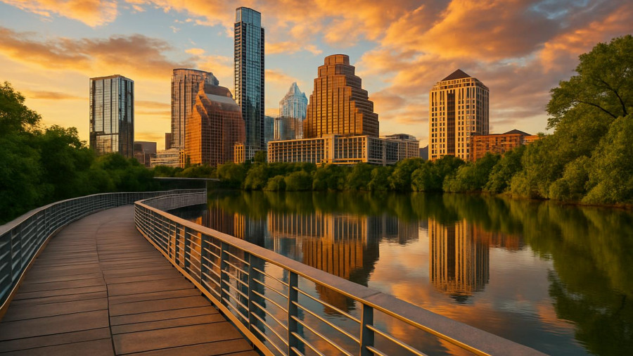 Central Texas cityscape at sunset reflecting cultural vibrancy