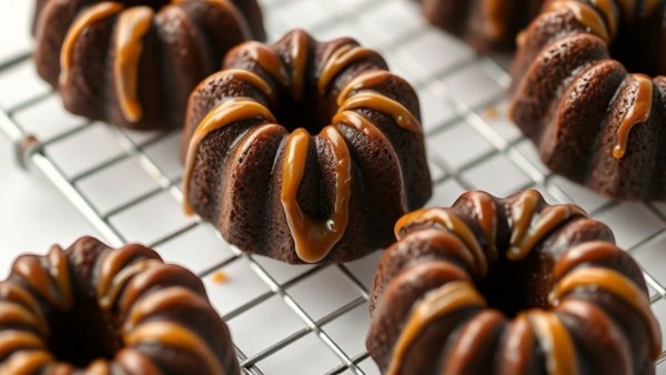 Decadent chocolate Bundt cakes with caramel drizzle and sea salt.