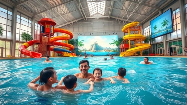 Families enjoy a Texas indoor water park, ideal holiday staycation.