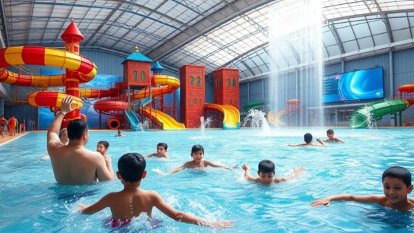 Families enjoy holiday-themed staycation at indoor water park.