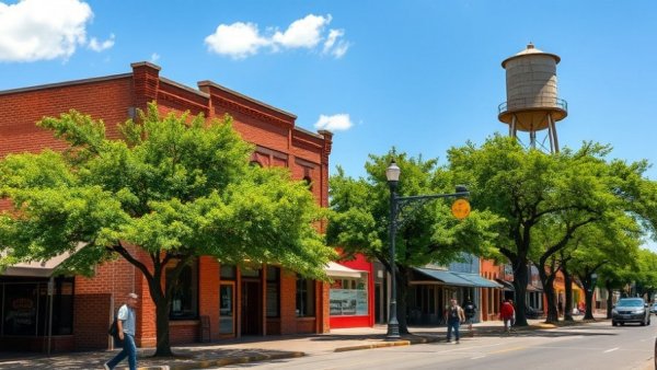 Historic town scene on a Texas Hill Country road trip.